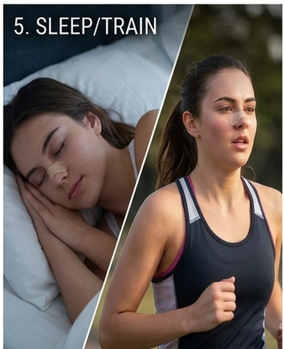 How to apply nasal strips step 5 — wear the nose strip overnight for snoring or during training